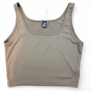 Brown Ribbed Tank Top